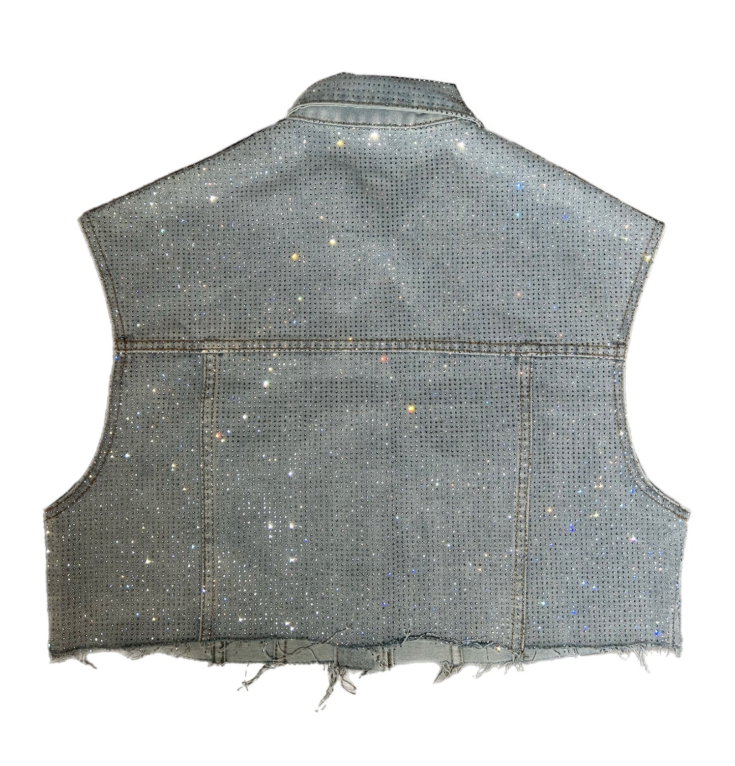 Gilet jeans con strass gli60351
