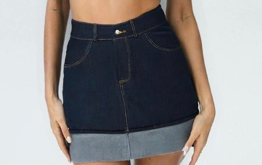 Minigonna jeans con risvolto gli088