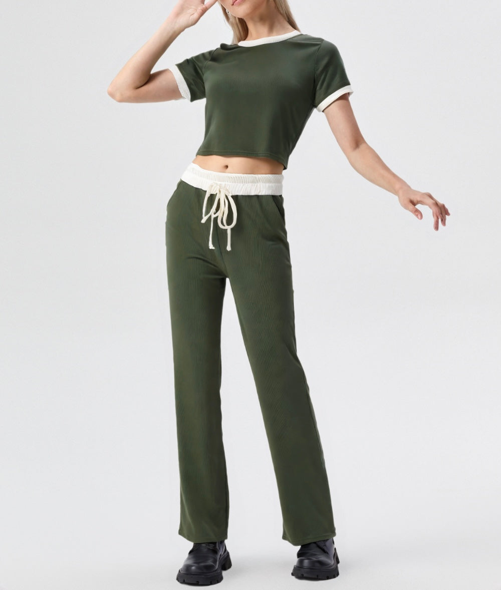 Pantalone palazzo a costine star9565