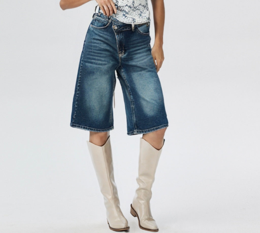 Jorts jeans bottone incrociato hy869