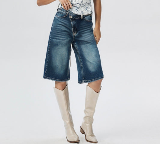 Jorts jeans bottone incrociato hy869