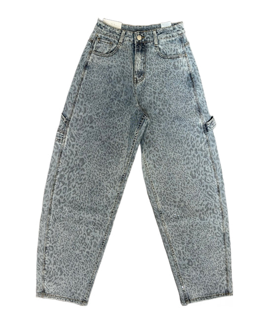 Jeans balloon maculato con strass dar7217