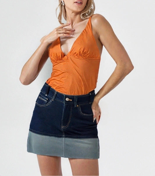Minigonna jeans con risvolto hy860