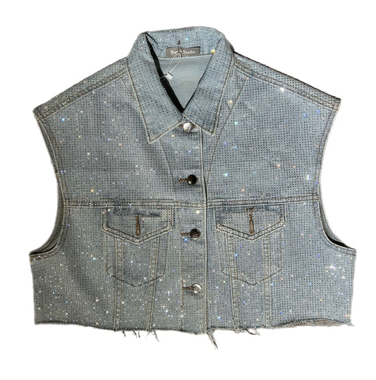 Gilet jeans con strass gli60351